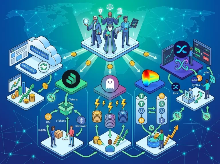 What are 'DeFi leaders' and how to earn on Sky, Compound, Aave, Curve and Synthetix